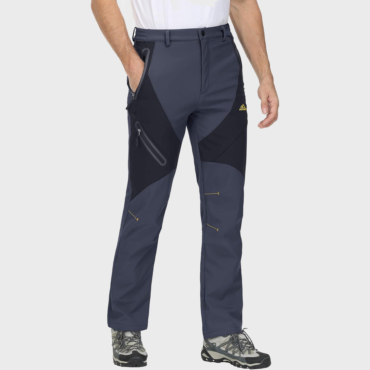 Men's Fleece-Lined Waterproof Snow Pants with Zip Pockets