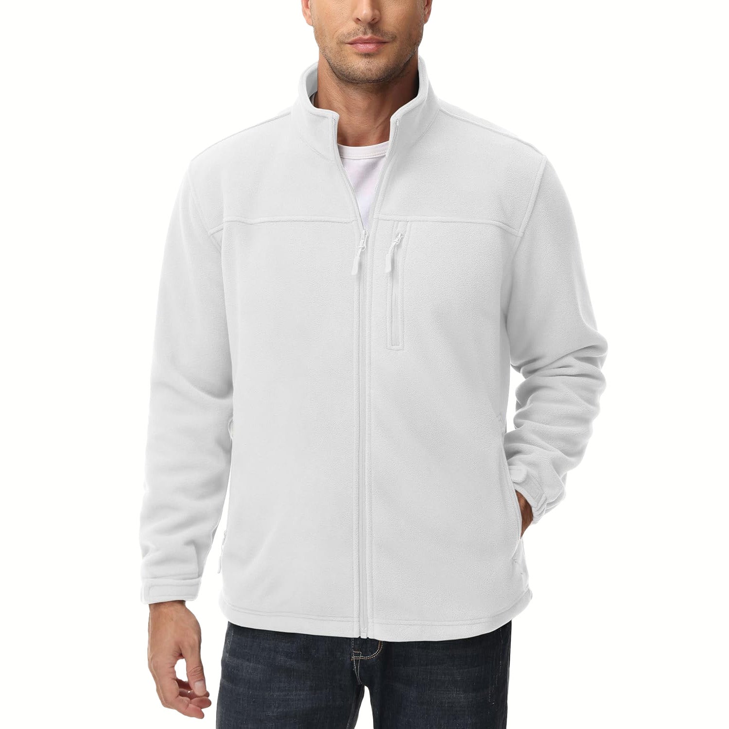 Men's Winter Fleece Jacket with 3 Pockets for Hiking & Outdoor