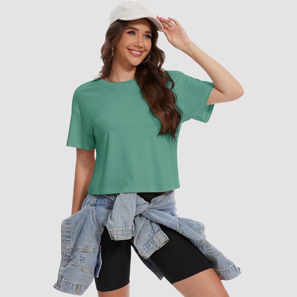 【New In】Women's Cotton UPF 50+ Summer Crop Top T-Shirt