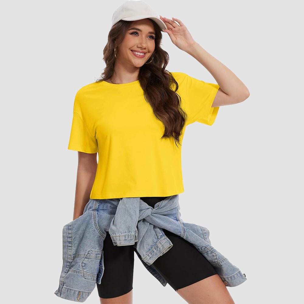 【New In】Women's Cotton UPF 50+ Summer Crop Top T-Shirt