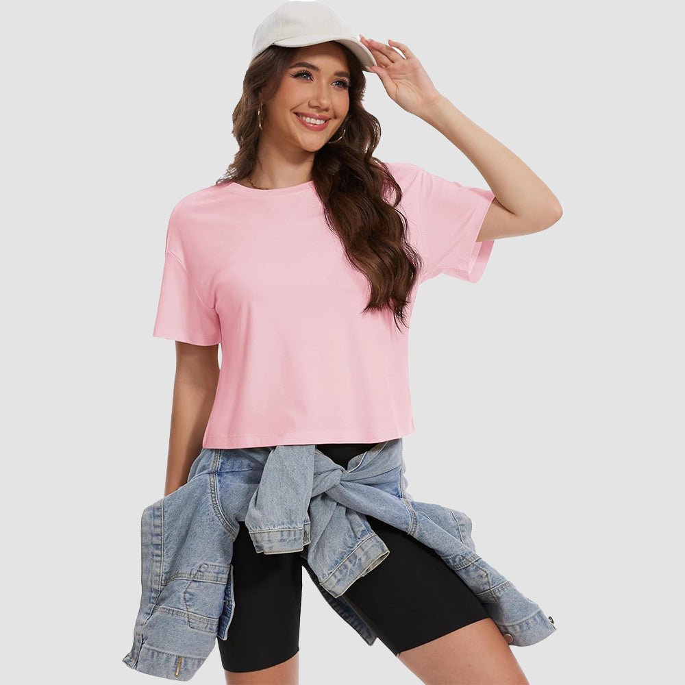 【New In】Women's Cotton UPF 50+ Summer Crop Top T-Shirt