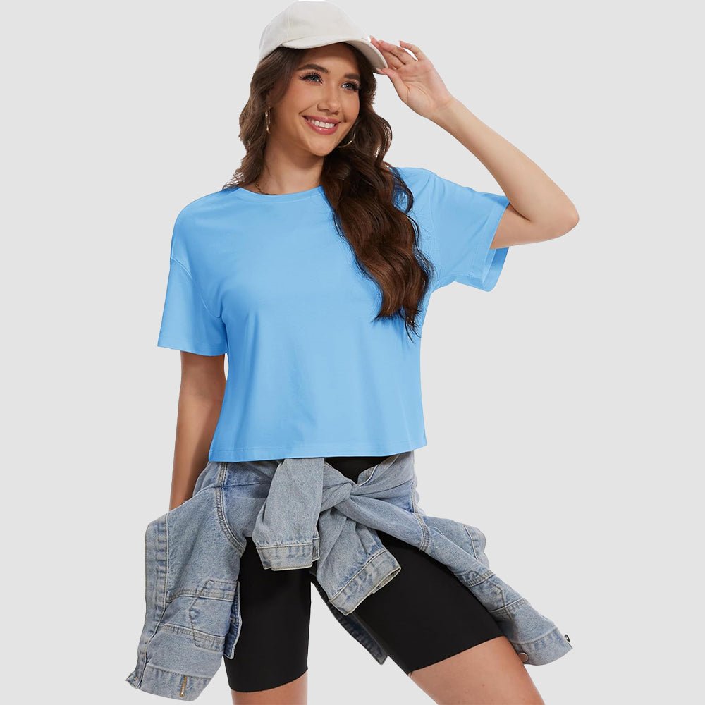 【New In】Women's Cotton UPF 50+ Summer Crop Top T-Shirt
