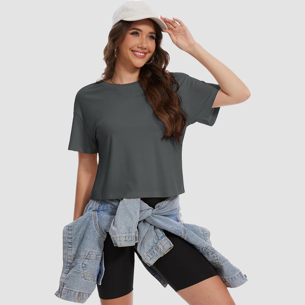 【New In】Women's Cotton UPF 50+ Summer Crop Top T-Shirt