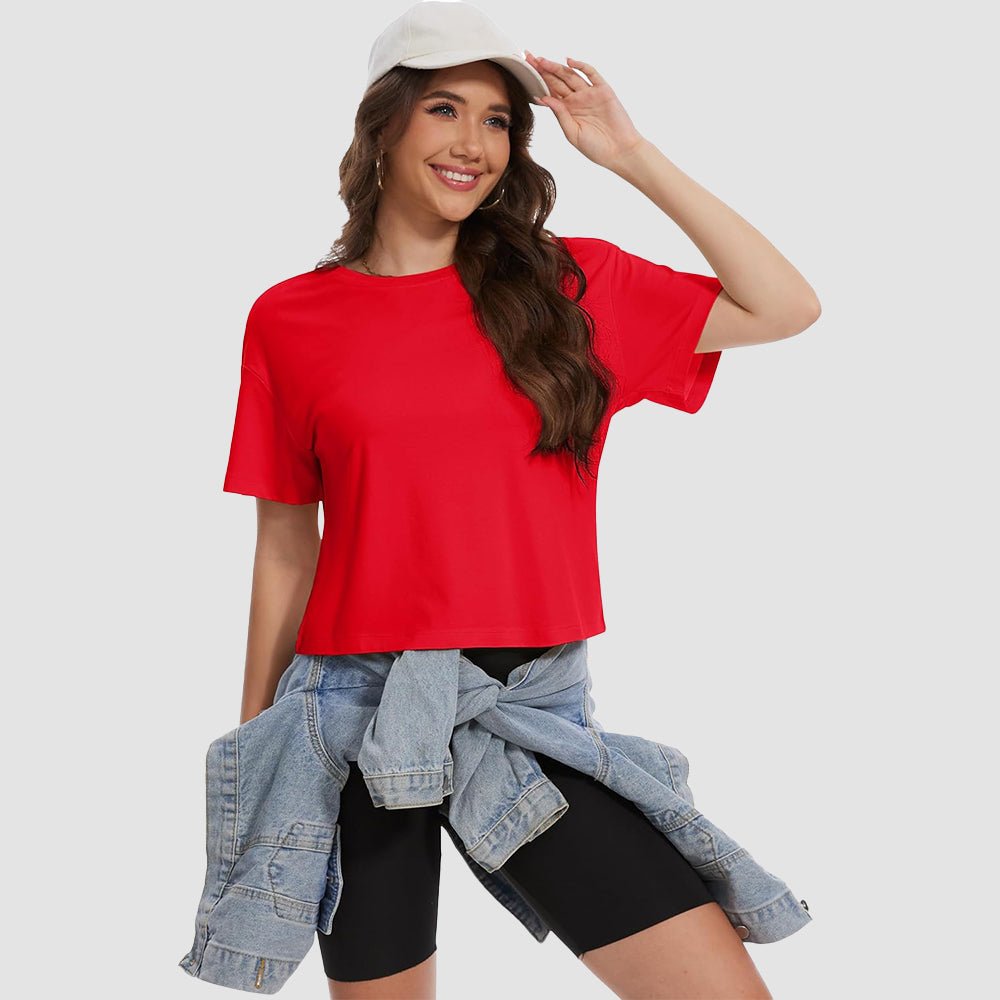 【New In】Women's Cotton UPF 50+ Summer Crop Top T-Shirt