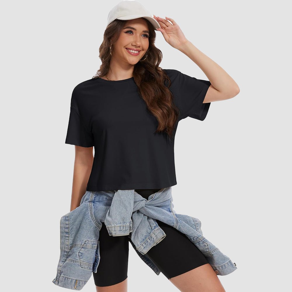 【New In】Women's Cotton UPF 50+ Summer Crop Top T-Shirt