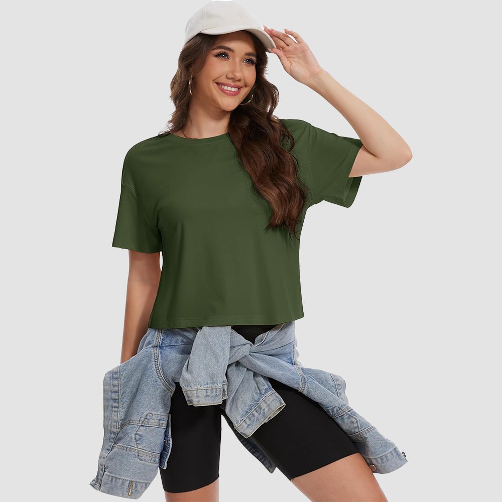 【New In】Women's Cotton UPF 50+ Summer Crop Top T-Shirt