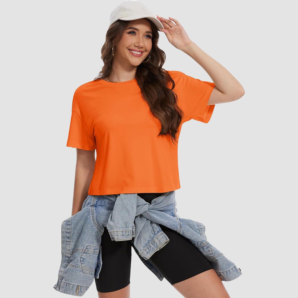 【New In】Women's Cotton UPF 50+ Summer Crop Top T-Shirt
