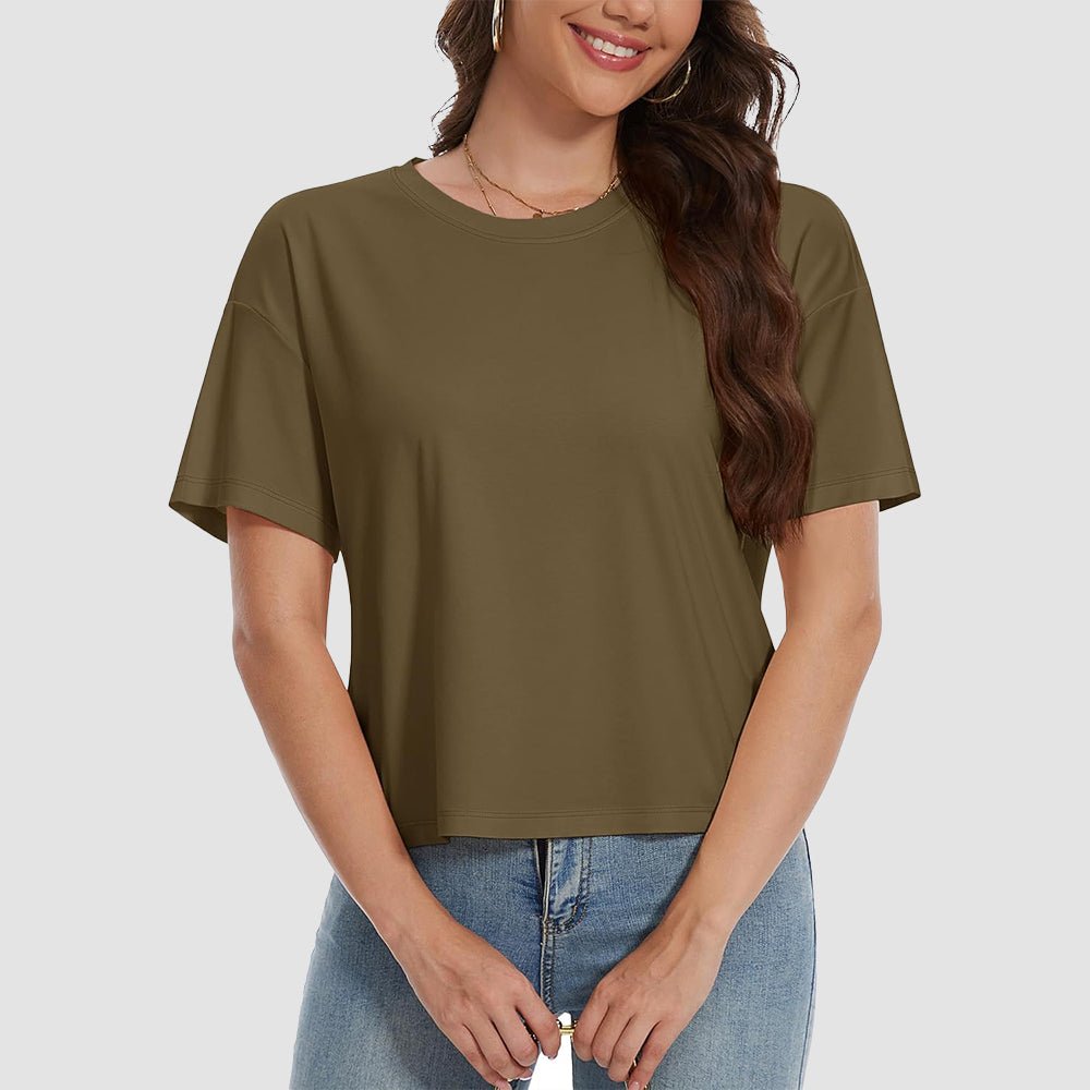 【New In】Women's Cotton UPF 50+ Summer Crop Top T-Shirt