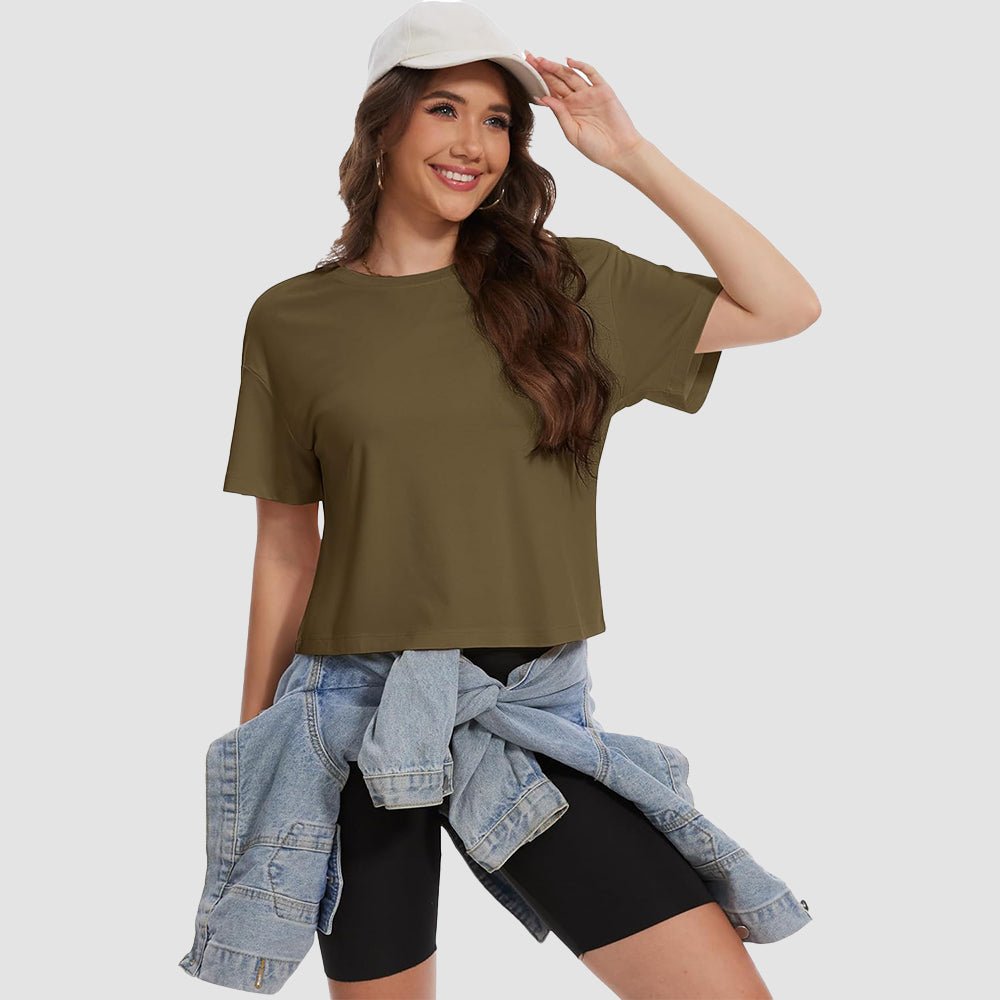 【New In】Women's Cotton UPF 50+ Summer Crop Top T-Shirt