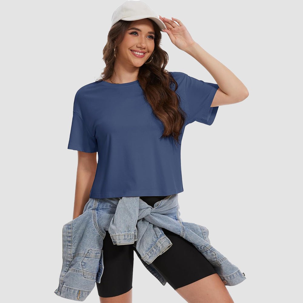 【New In】Women's Cotton UPF 50+ Summer Crop Top T-Shirt