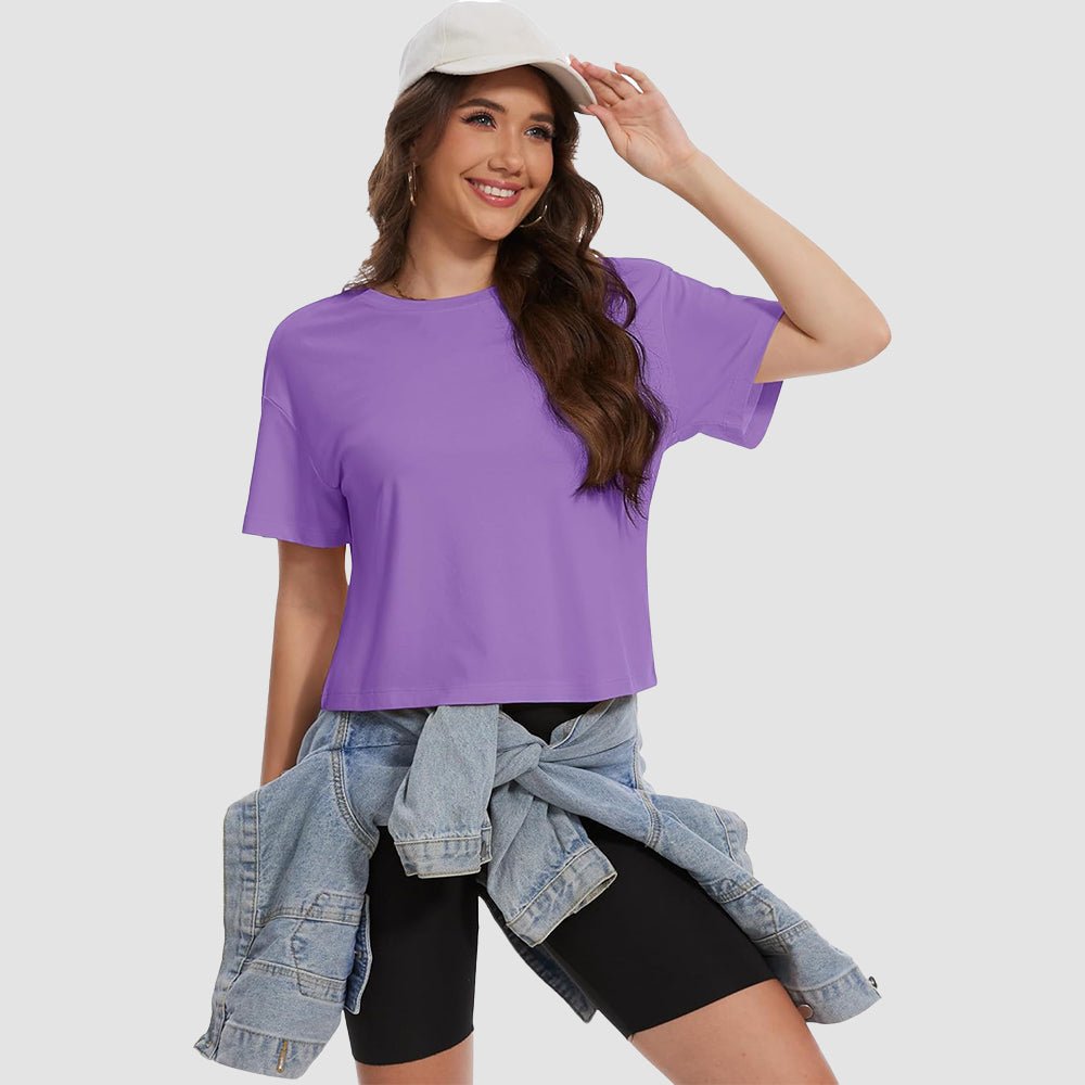 【New In】Women's Cotton UPF 50+ Summer Crop Top T-Shirt