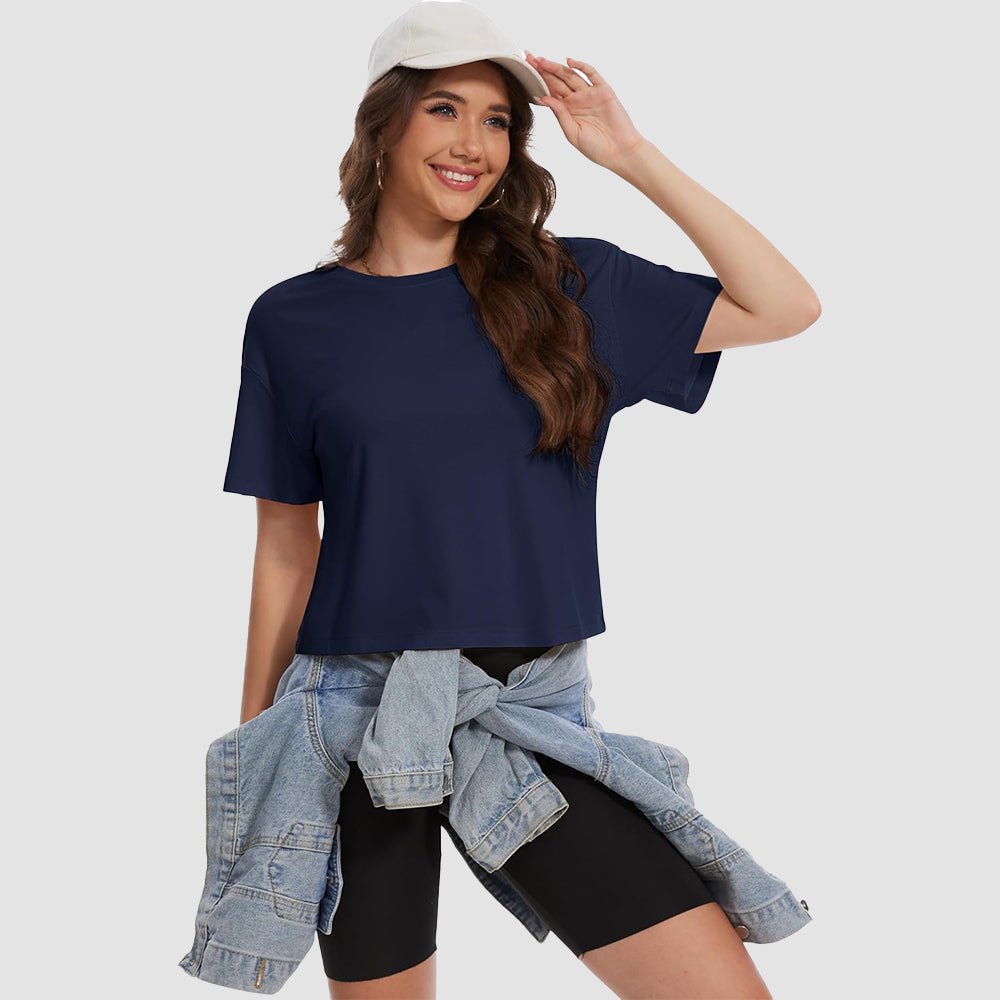 【New In】Women's Cotton UPF 50+ Summer Crop Top T-Shirt