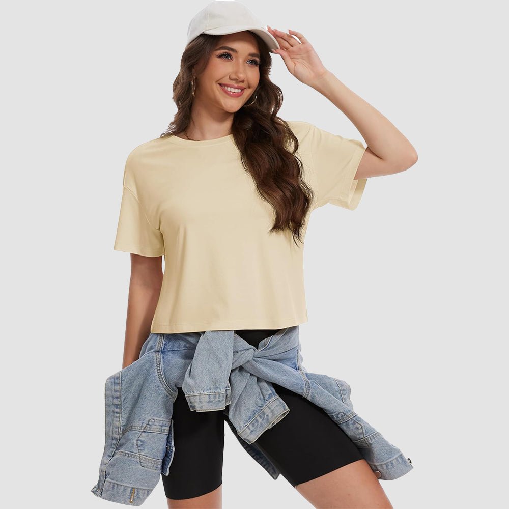 【New In】Women's Cotton UPF 50+ Summer Crop Top T-Shirt