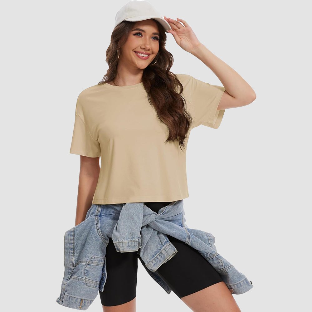 【New In】Women's Cotton UPF 50+ Summer Crop Top T-Shirt