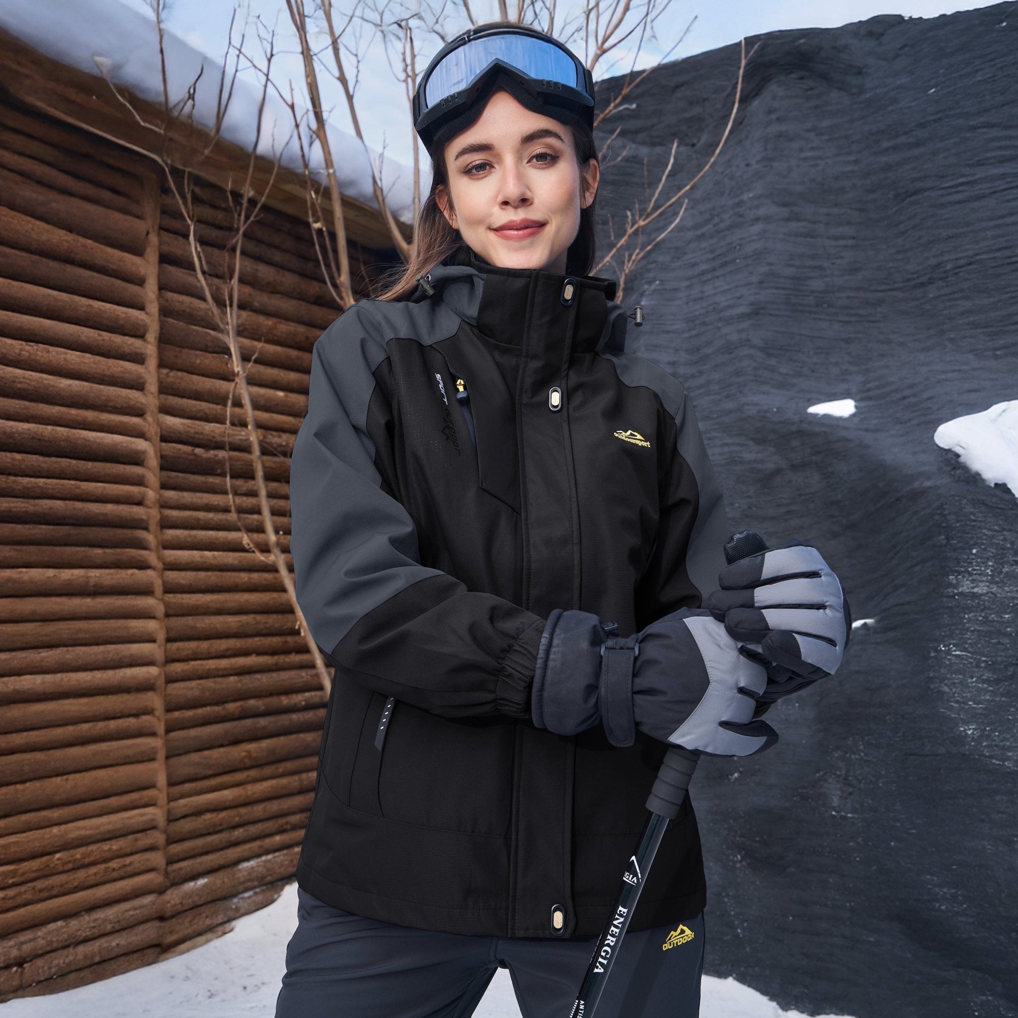 Women's 3-in-1 Waterproof Ski Jacket with Fleece Liner