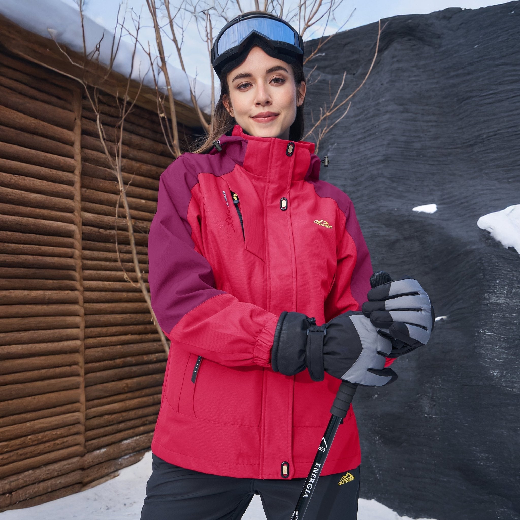 Women's 3-in-1 Waterproof Ski Jacket with Fleece Liner