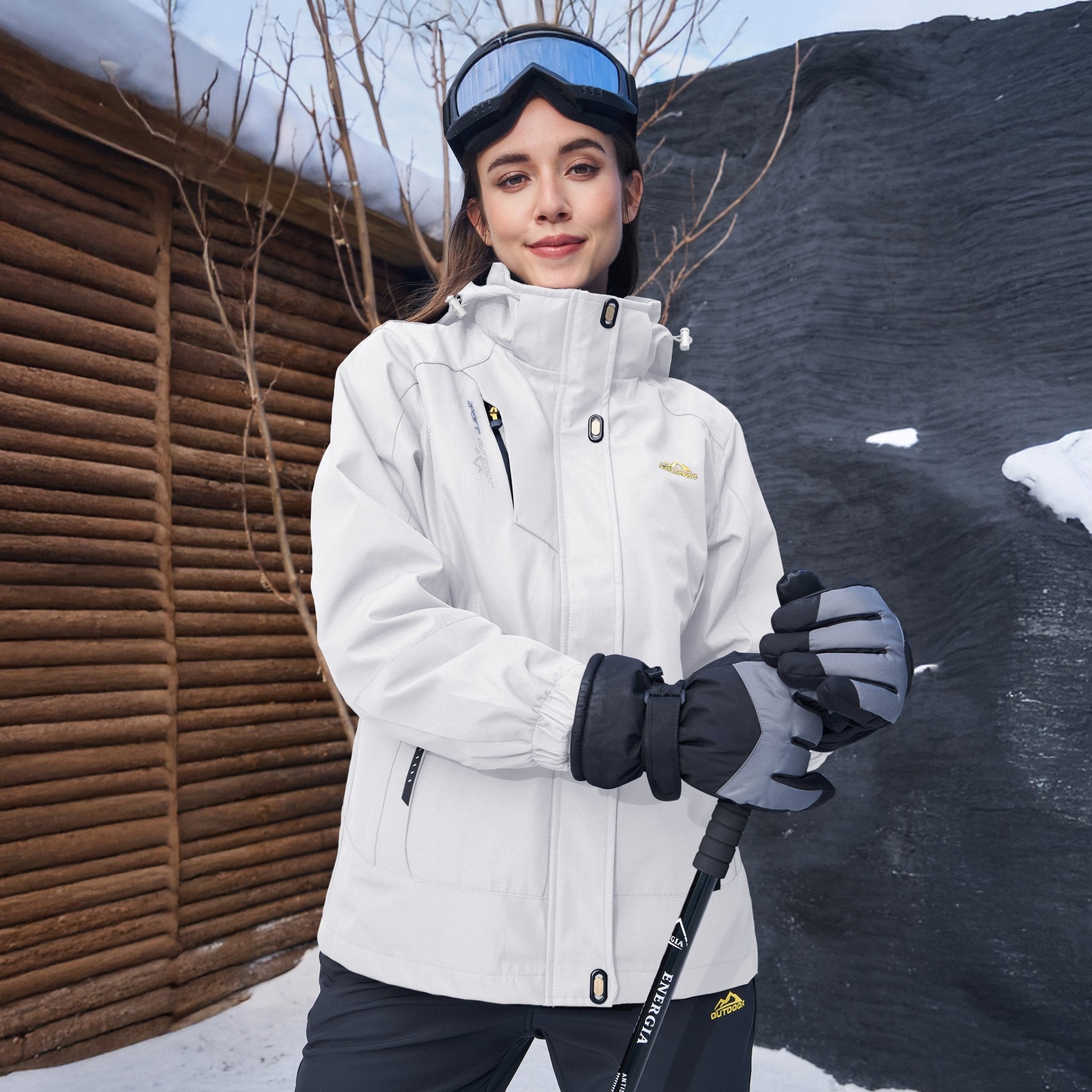 Women's 3-in-1 Waterproof Ski Jacket with Fleece Liner