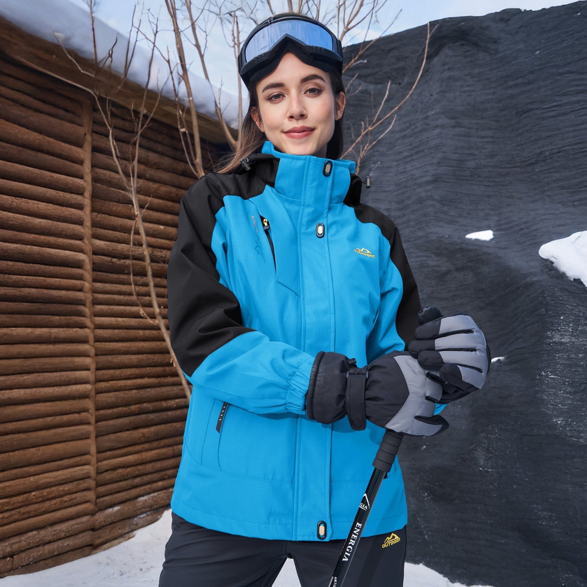 Women's 3-in-1 Waterproof Ski Jacket with Fleece Liner