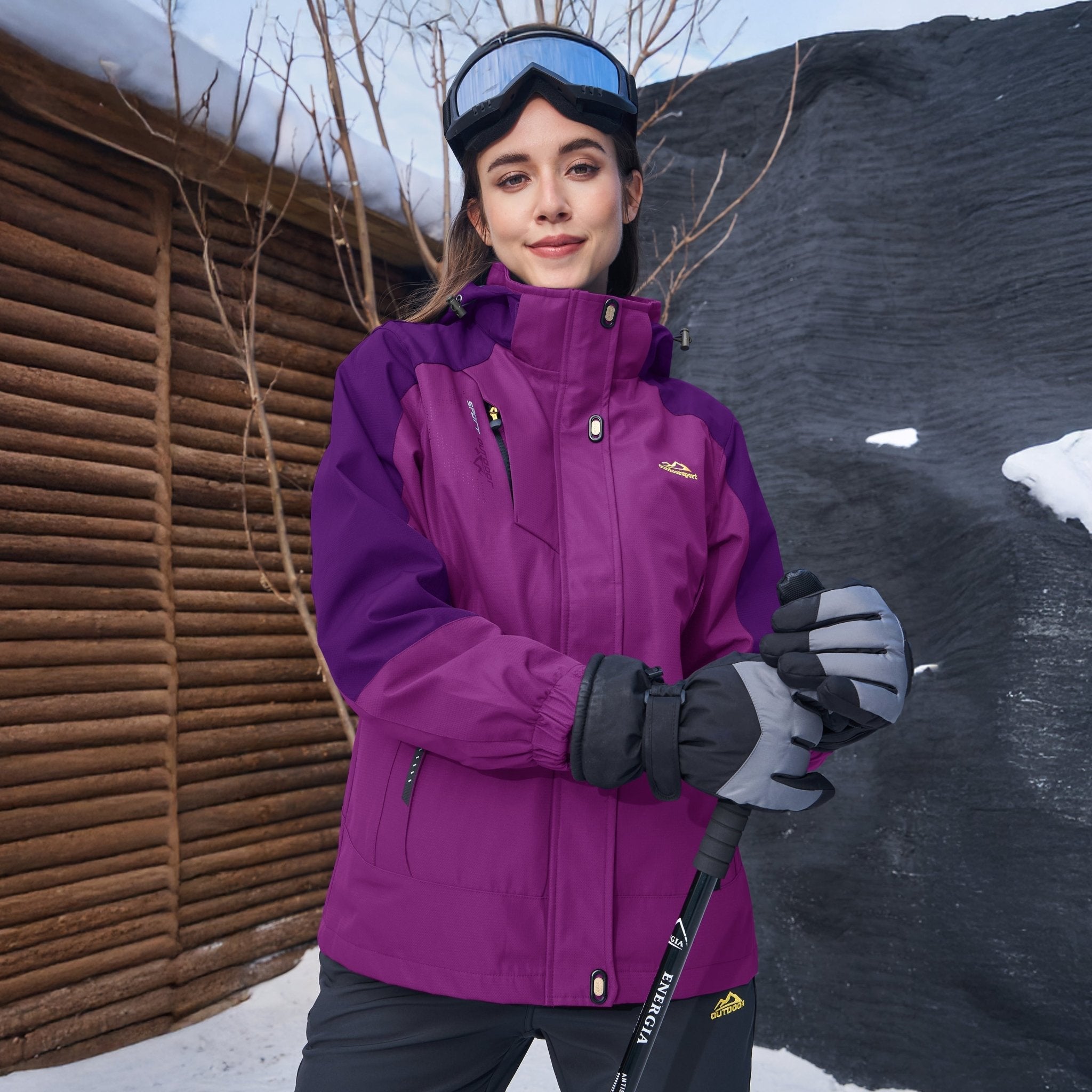 Women's 3-in-1 Waterproof Ski Jacket with Fleece Liner