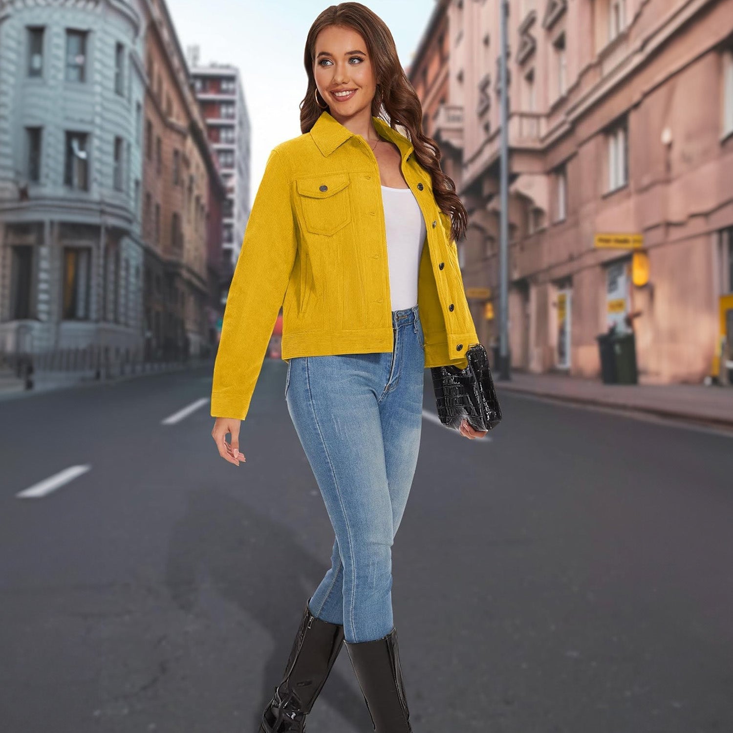 Women's Casual Corduroy Shacket Jacket