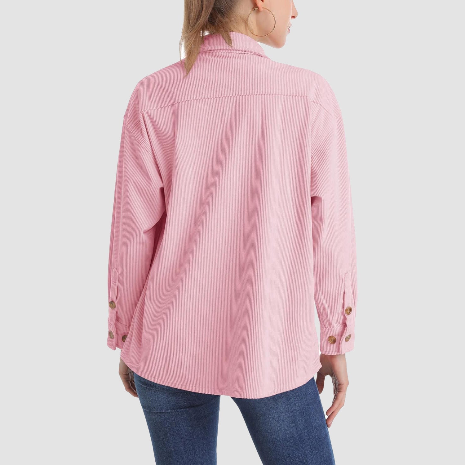 Women's Long Sleeve Corduroy Shirt with Pocket
