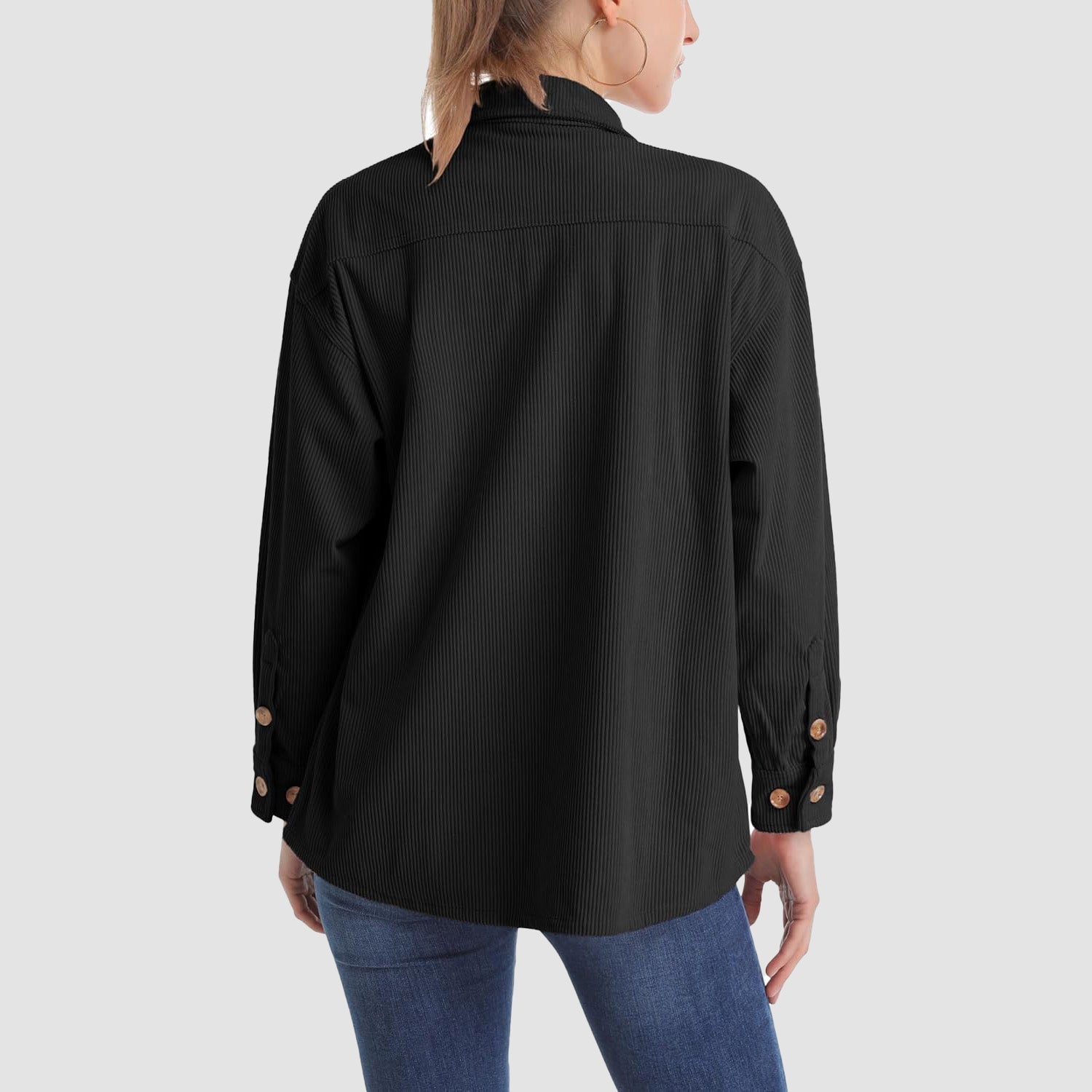 Women's Long Sleeve Corduroy Shirt with Pocket