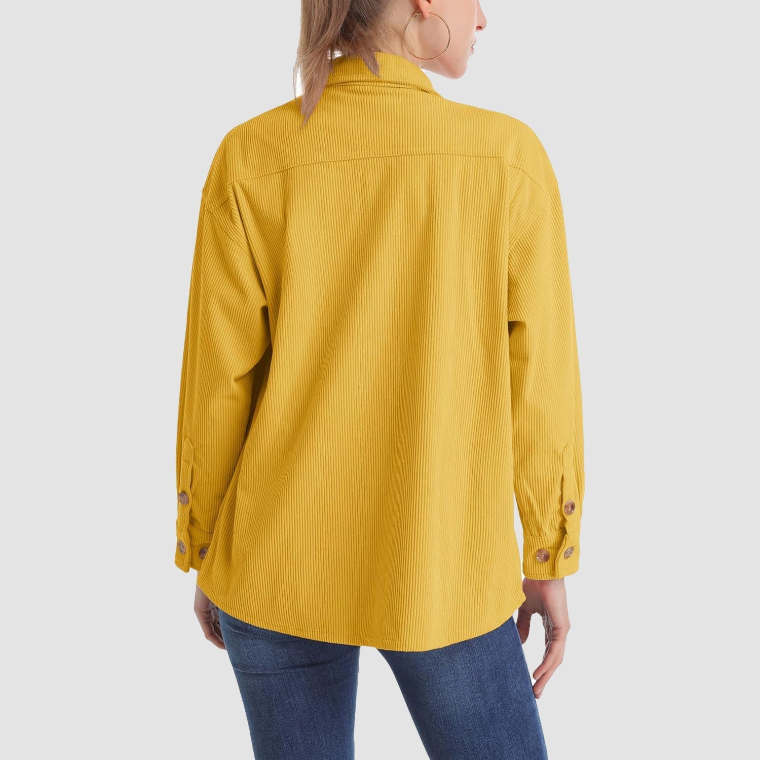Women's Long Sleeve Corduroy Shirt with Pocket