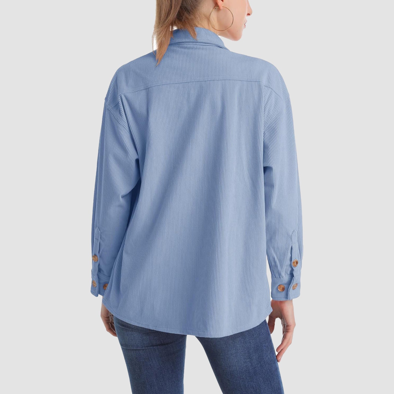 Women's Long Sleeve Corduroy Shirt with Pocket