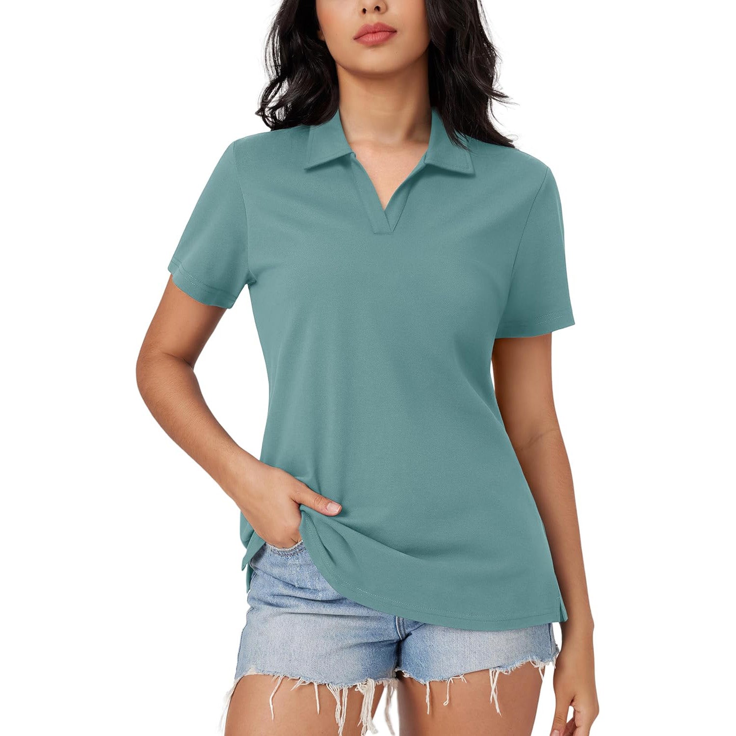 Women's Cotton V-Neck Polo Shirt