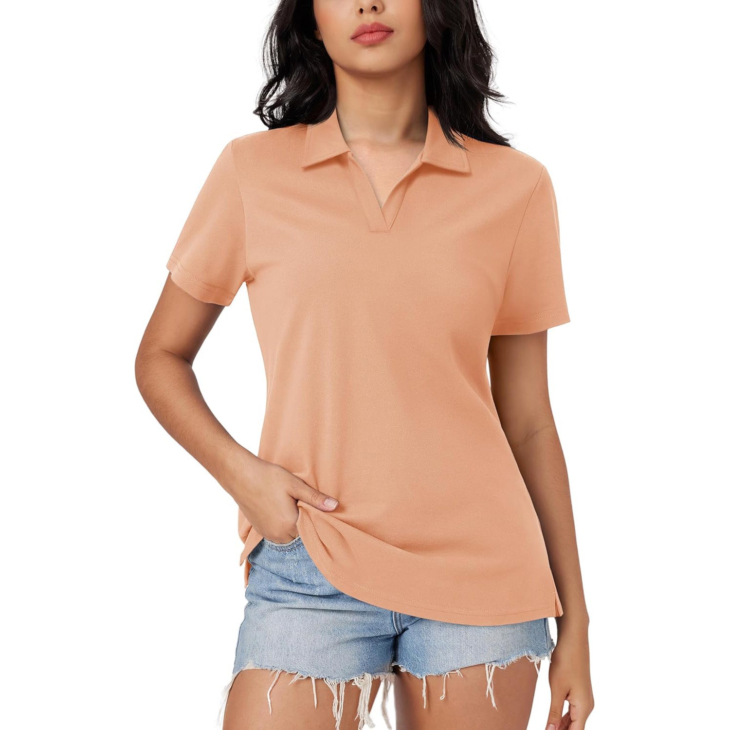 Women's Cotton V-Neck Polo Shirt