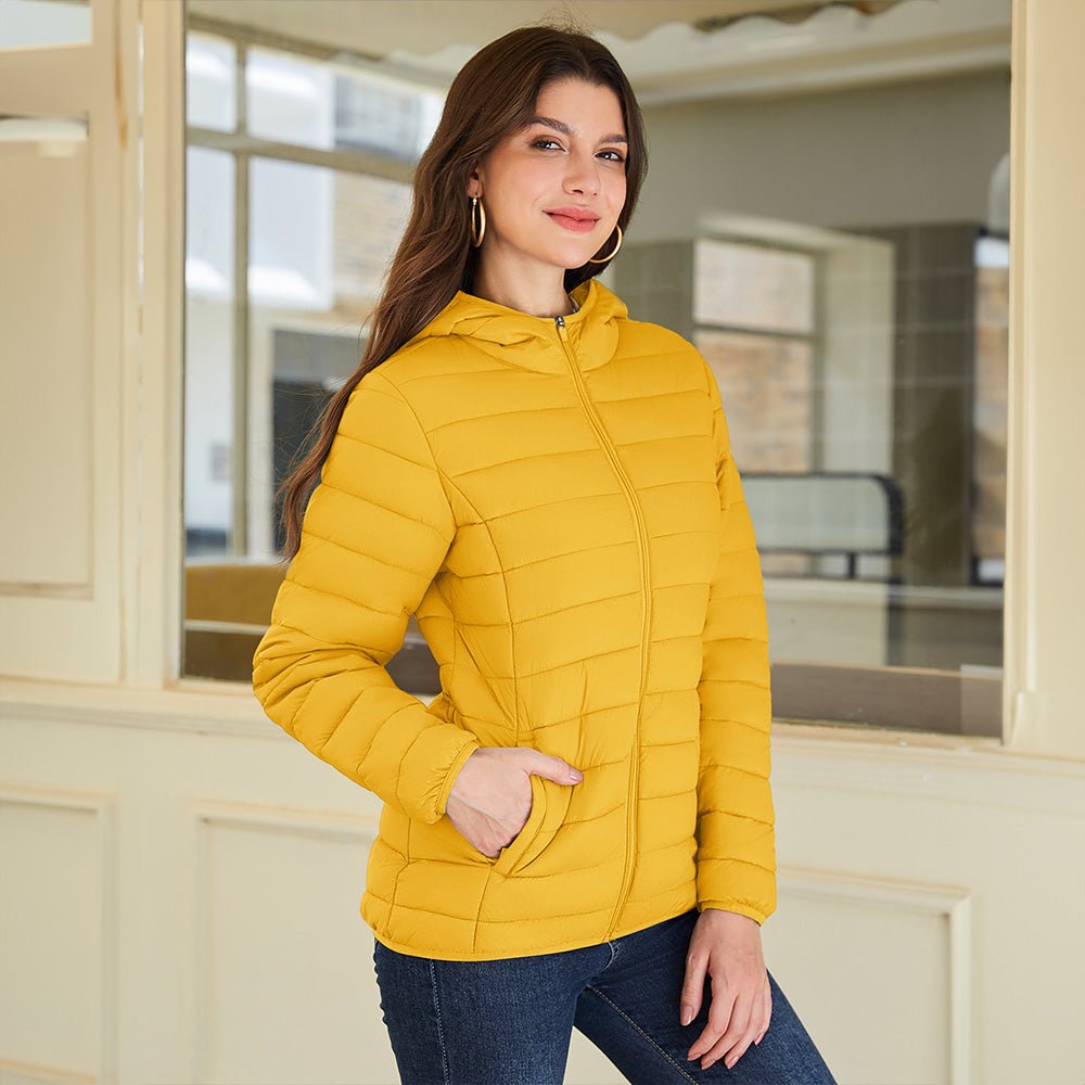 Women's Hooded Lightweight Puffer Jacket Full Zip Winter Coat