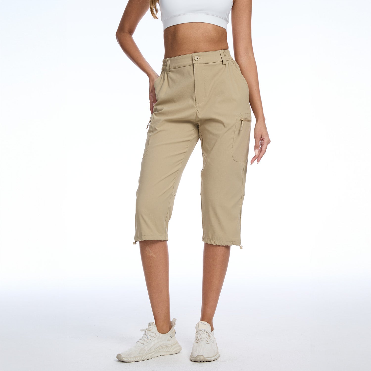Women's Lightweight Water-Resistant Hiking Capris with 5 Pockets