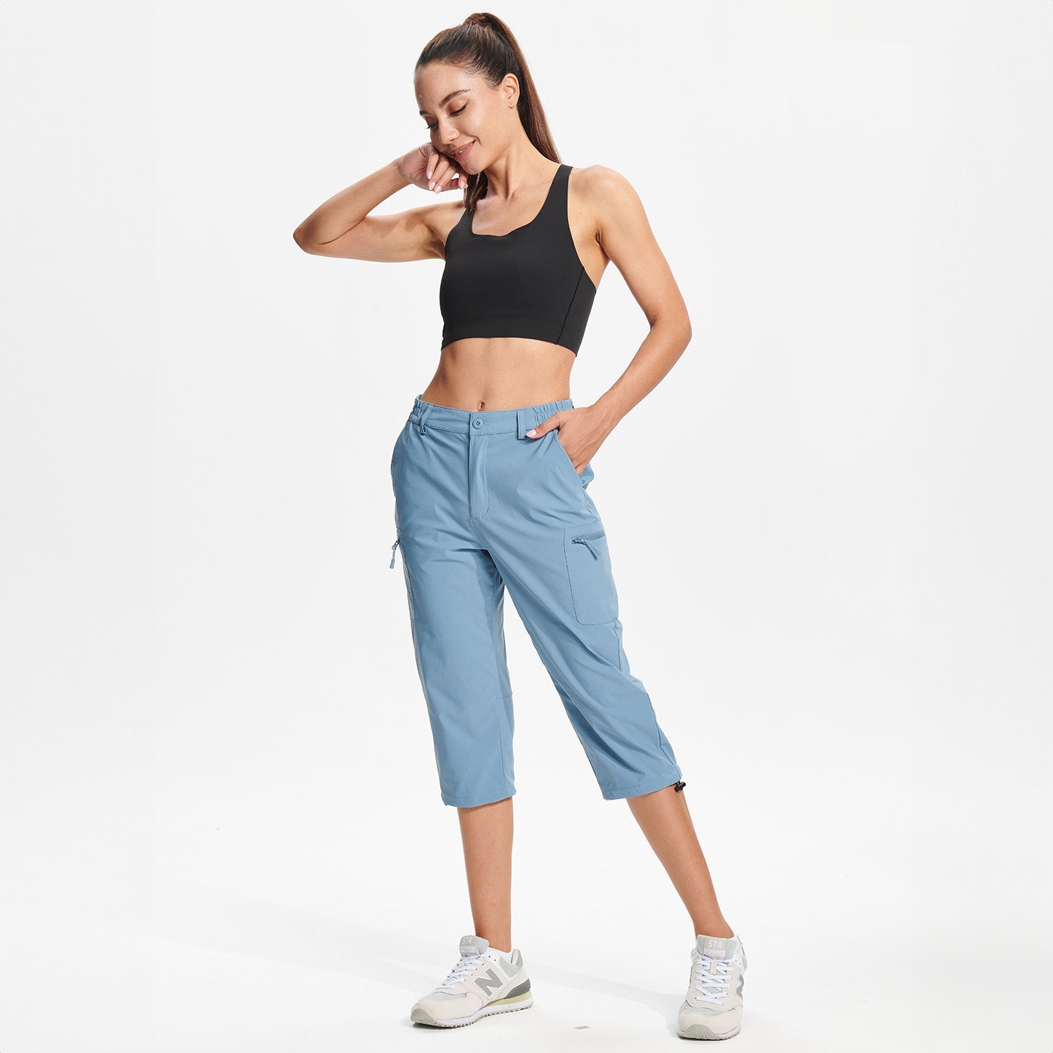 Women's Lightweight Water-Resistant Hiking Capris with 5 Pockets