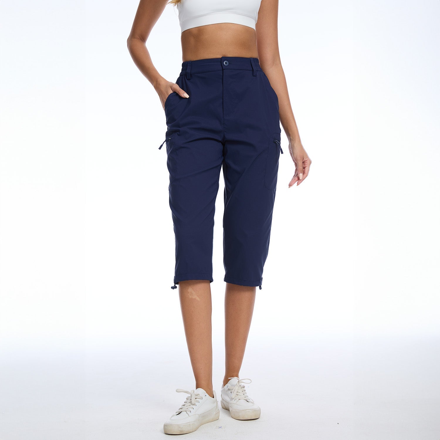 Women's Lightweight Water-Resistant Hiking Capris with 5 Pockets