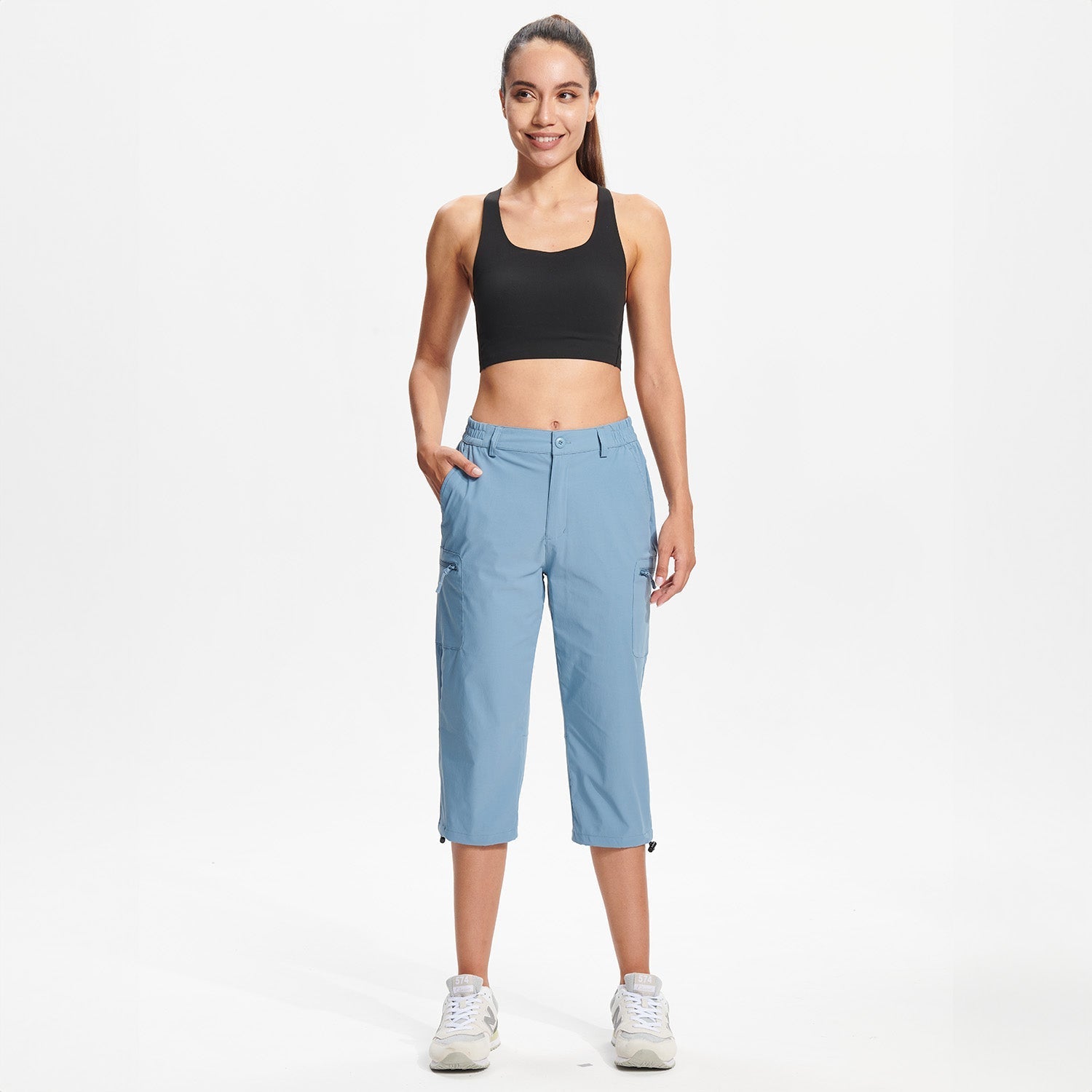 Women's Lightweight Water-Resistant Hiking Capris with 5 Pockets
