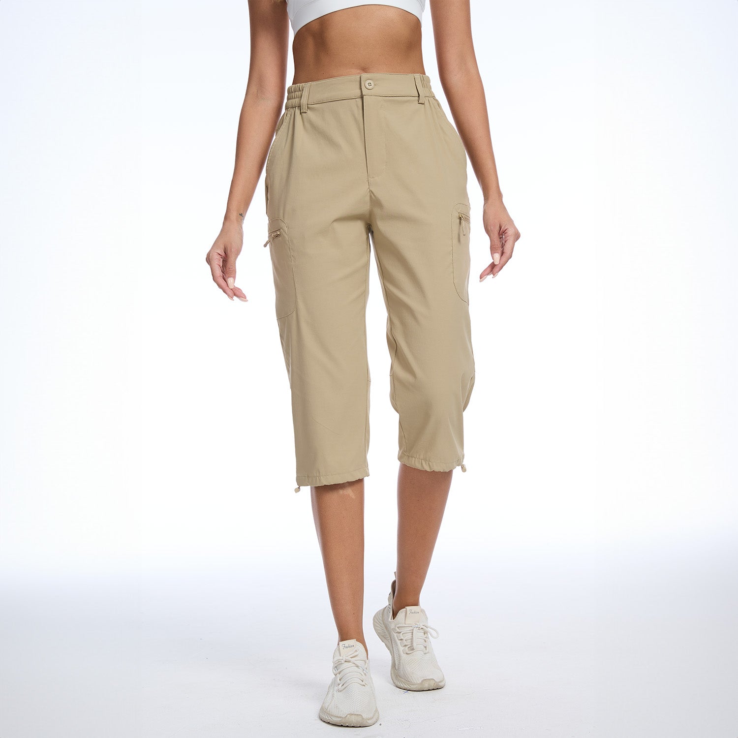 Women's Lightweight Water-Resistant Hiking Capris with 5 Pockets