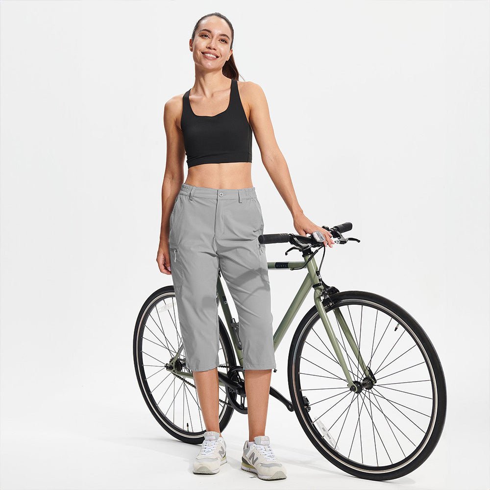 Women's Lightweight Water-Resistant Hiking Capris with 5 Pockets