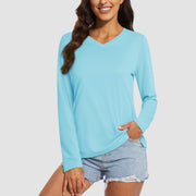 Women's Long Sleeve UPF 50+ V-Neck Hiking & Workout Shirt