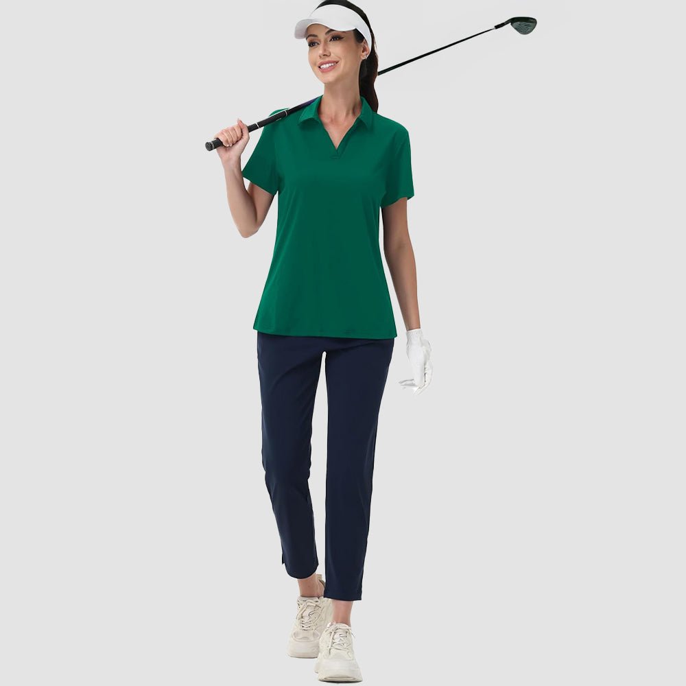 Women's V-Neck Golf Polo Shirt UPF 50+ Quick-Dry