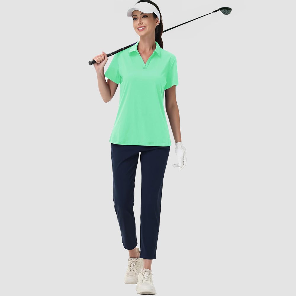 Women's V-Neck Golf Polo Shirt UPF 50+ Quick-Dry