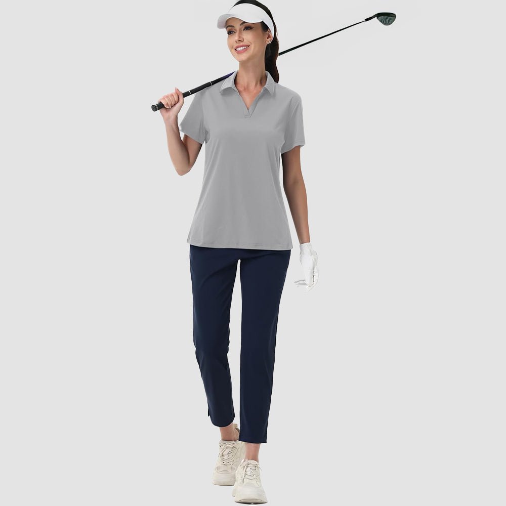 Women's V-Neck Golf Polo Shirt UPF 50+ Quick-Dry