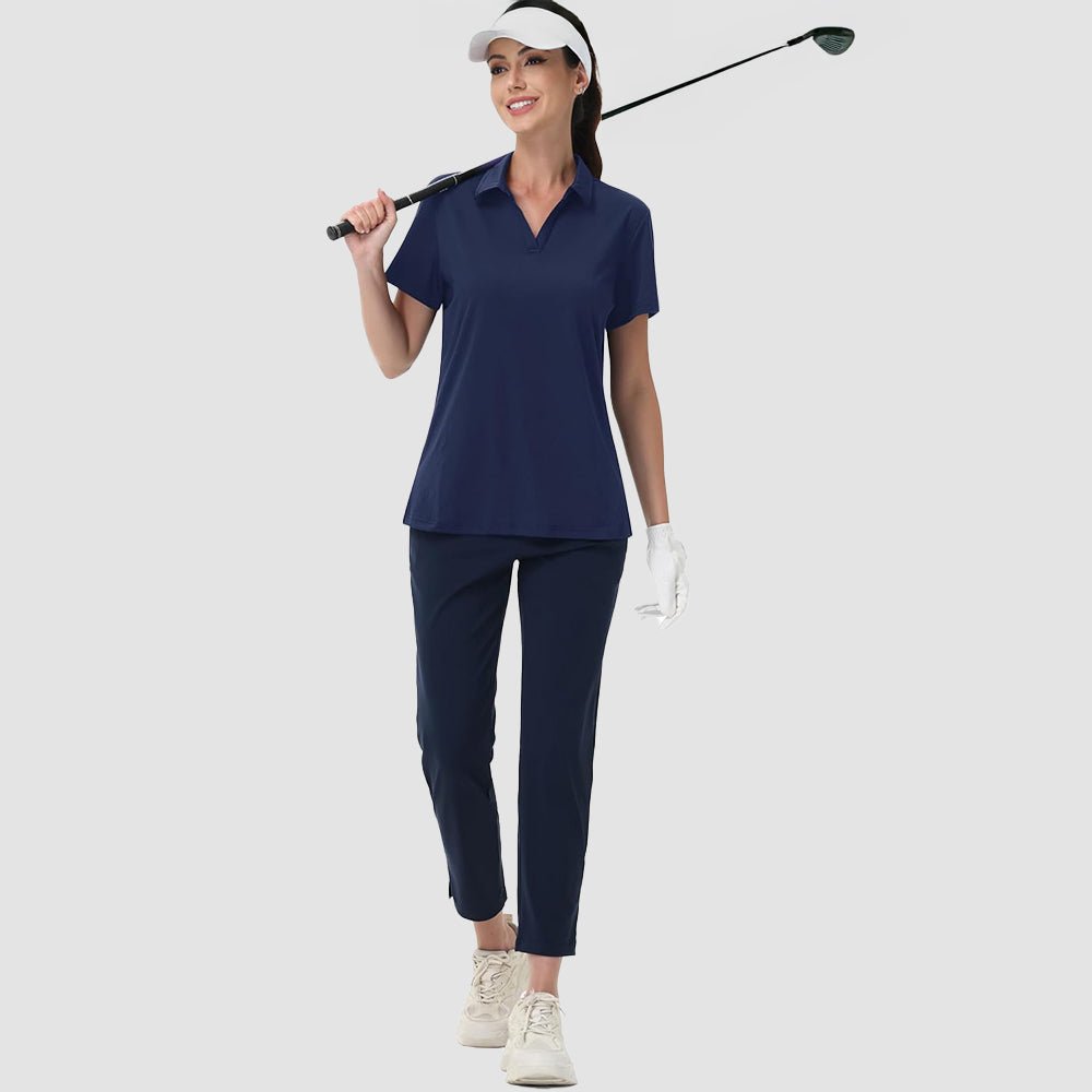 Women's V-Neck Golf Polo Shirt UPF 50+ Quick-Dry