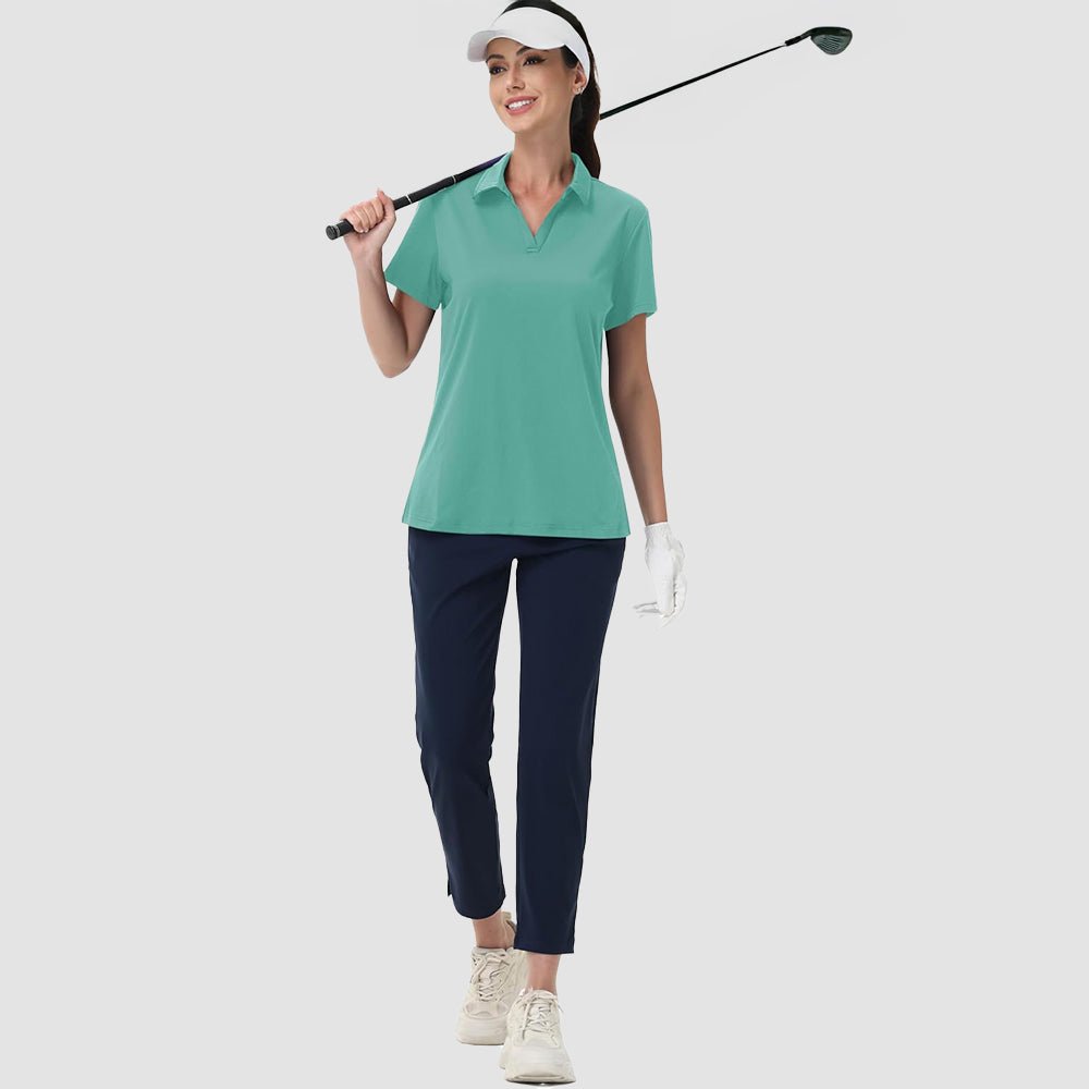Women's V-Neck Golf Polo Shirt UPF 50+ Quick-Dry