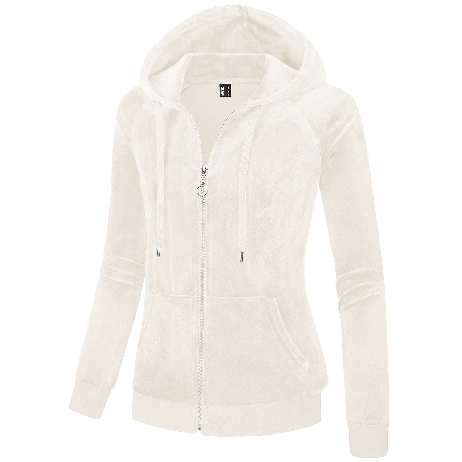 Women's Velour Fleece Hoodie Jacket Slim Fit Outwear